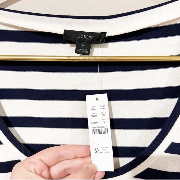 J. Crew Knit Midi Dress in Nautical Navy Stripe 100% cotton Medium - Picture 4 of 9